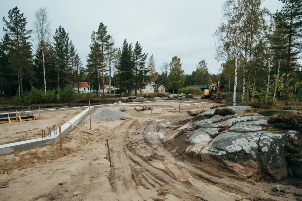 tomt med berg i dagen s planerar du markarbetet utan on diga spr ngkostnader