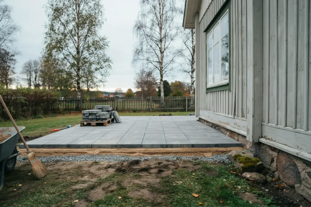 l gga marksten p villatomten underarbete fogsand och sk tsel som h ller ver tid